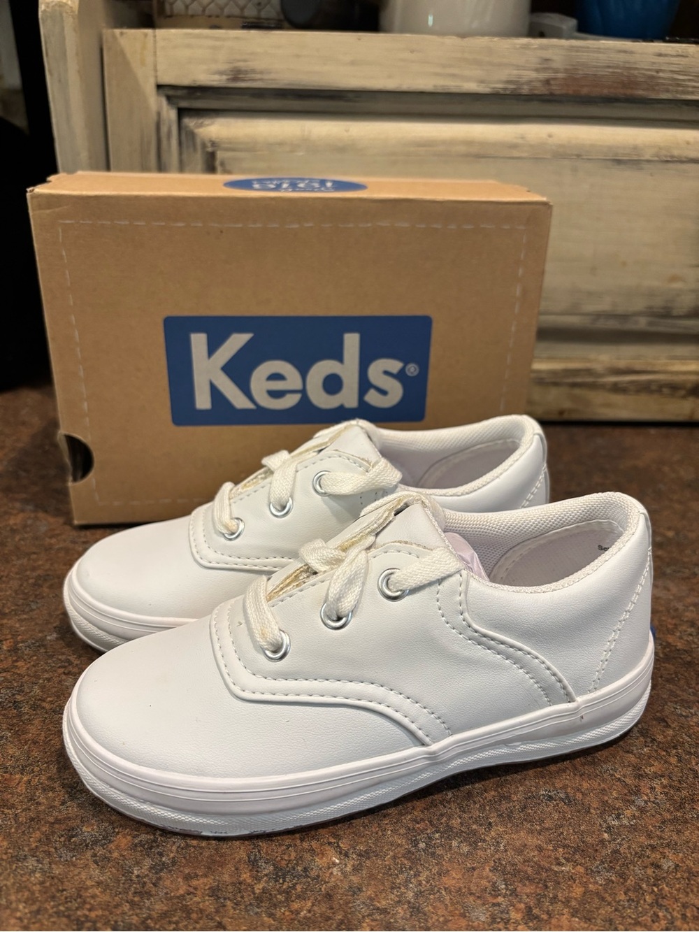 Keds Kids White Lace-Up Sneakers
